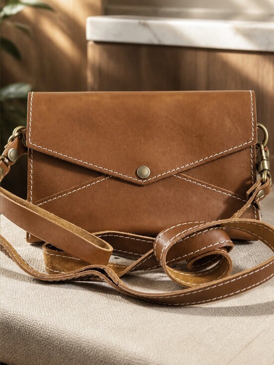 Portland Leather Handbags - PORTLAND LEATHER GOODS Honey Tan Leather Crossbody Bag